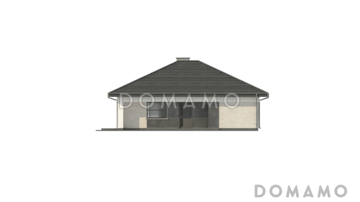 Проект небольшого функционального одноэтажного дома из кирпича с тремя спальнями / Фасад 4