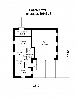 Проект гаража с квартирой для персонала / План 1 этажа