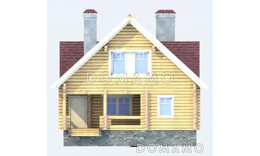 Проект дома из бревна с цокольным этажом / Фасад 3