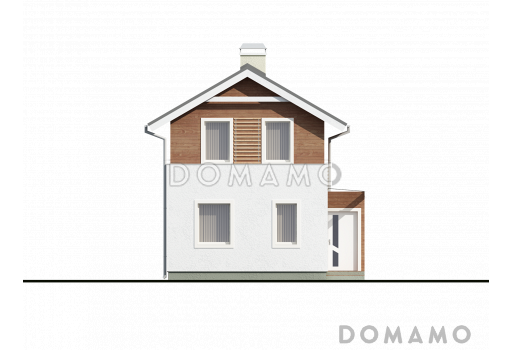 Проект компактного двухэтажного дома из газобетона для строительства на очень узком участке / Фасад 2