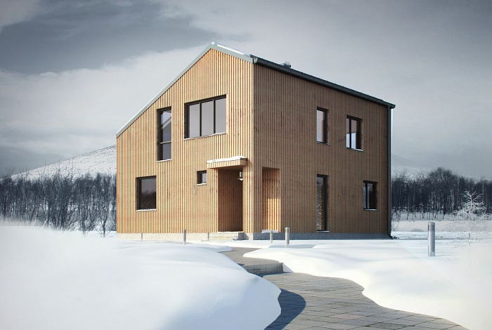 Проект дома из пеноблоков с необычной отделкой