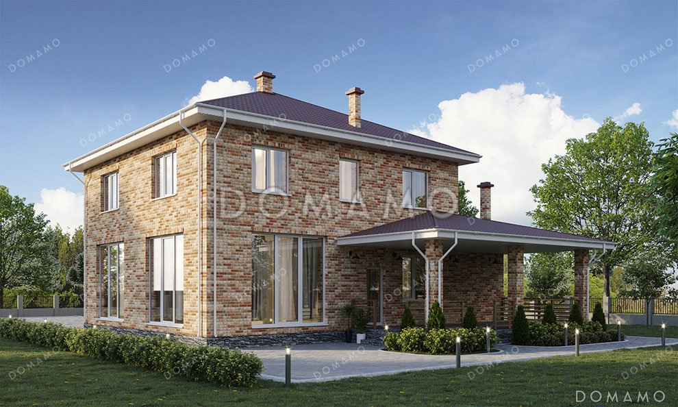 Проект дома из газобетона с террасой и тремя спальнями / 2