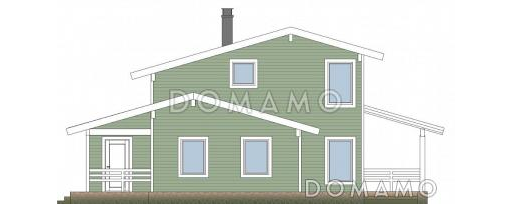 Проект дома из пеноблоков с навесом для машины и двумя спальнями на мансардном этаже / Фасад 3