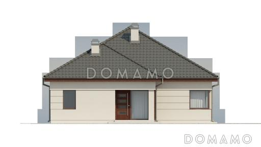 Проект просторного одноэтажного дома из кирпича с кабинетом и тремя спальнями и крытой угловой террасой / Фасад 4