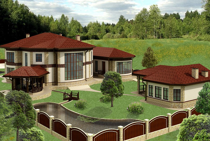 Проект коттеджа с панорамным остеклением
