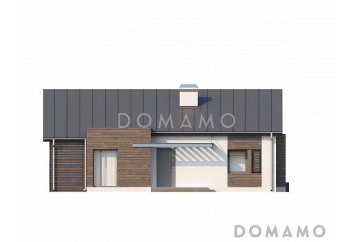 Проект одноэтажного дома из газобетона с современными фасадами и эркерами / Фасад 1
