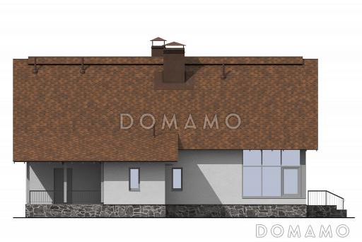 Проект дома с одной спальней, панорамным остеклением, зимним садом и чердаком / Фасад 3