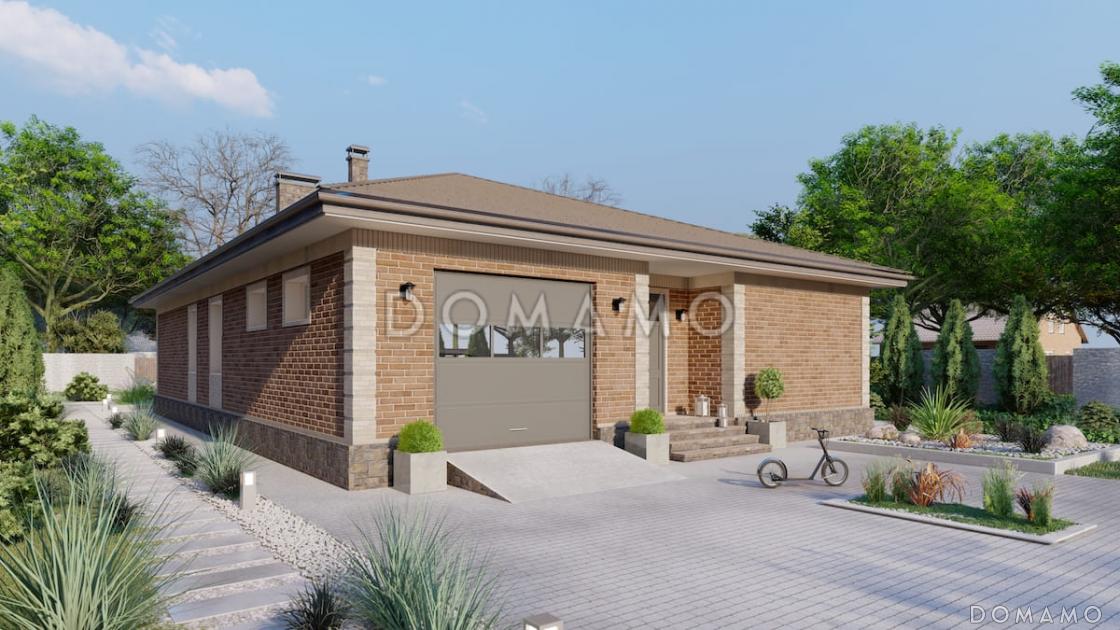 Проект дома с мастер-спальней, крытой террасой и встроенным гаражом / 3