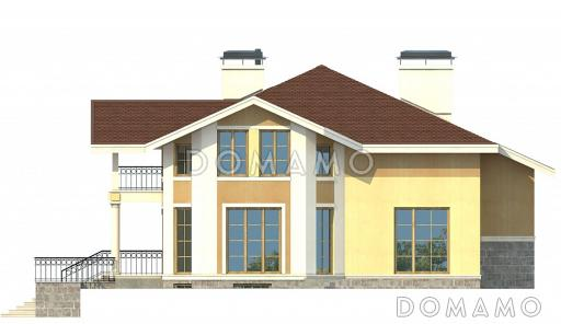 Проект особняка из пеноблоков с цокольным этажом / Фасад 2