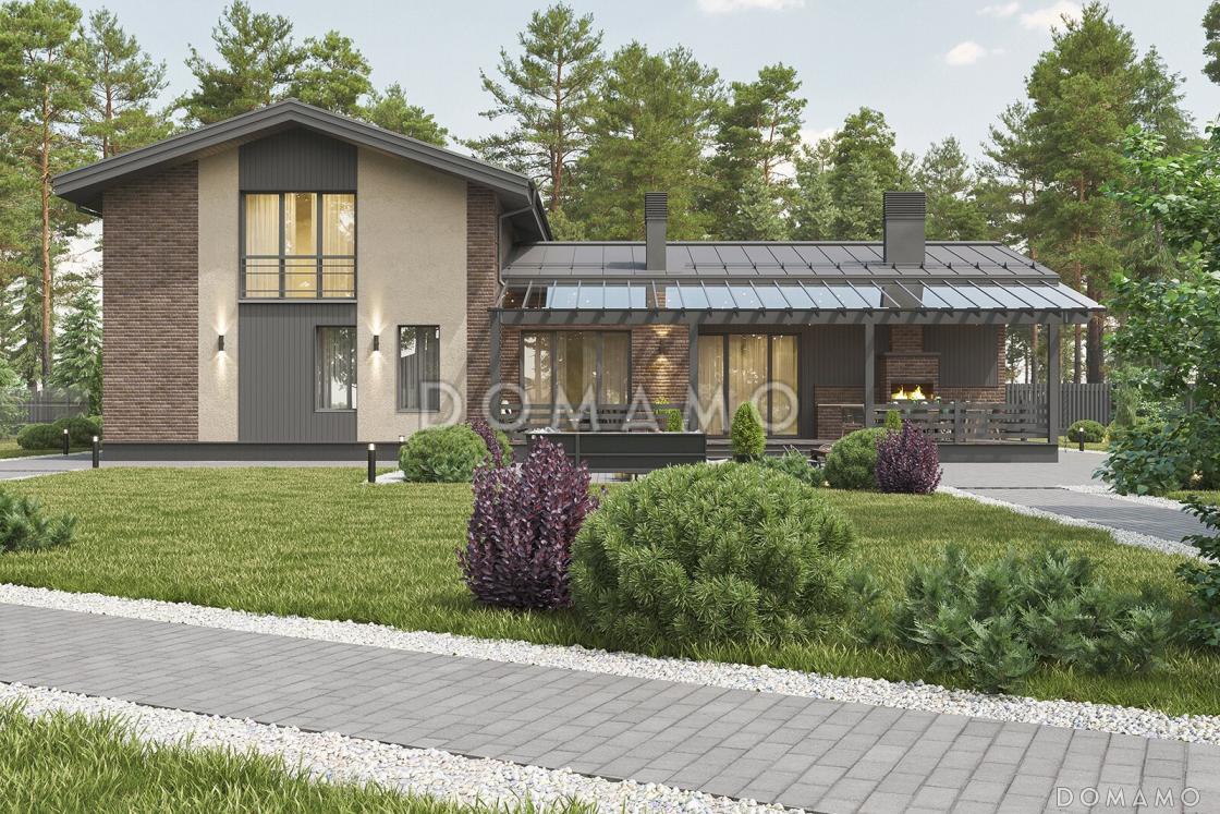 Проект каркасного дома в скандинавском стиле с сауной и террасой барбекю / 4