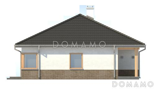 Проект одноэтажного дома из газобетона адаптированного для сейсмозоны с тремя спальнями, угловым окном в кухне и гаражом / Фасад 2