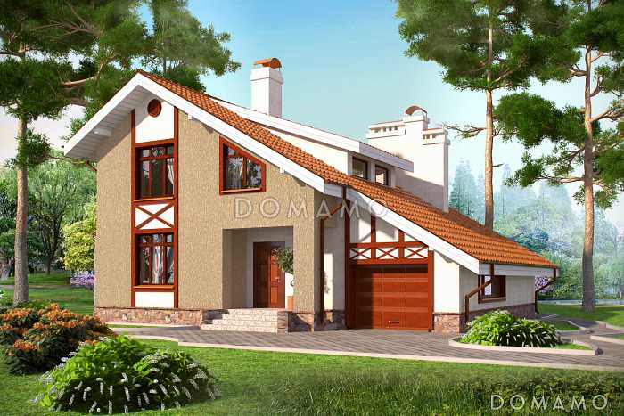 Проект дома из пеноблоков с выразительным дизайном фасадов