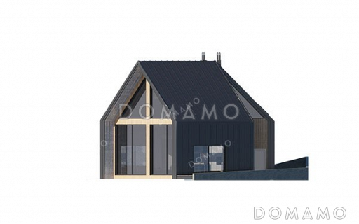 Проект одноэтажного дома с мансардой и большими окнами / Фасад 2