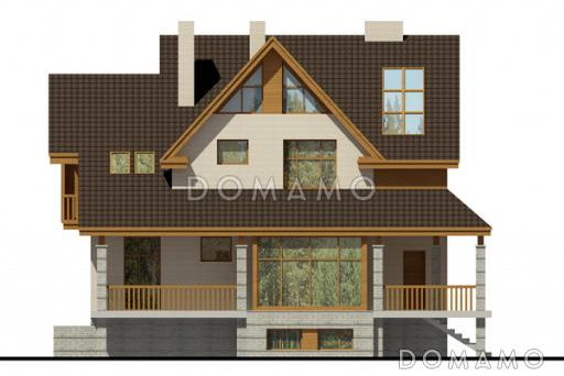 Загородный дом с бильярдной и спортзалом в цокольном этаже, барбекю на террасе, просторной кухней, лоджией и балконами / Фасад 4