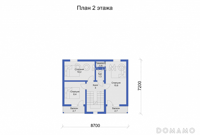 Дом с объединенной кухней-гостиной и большой террасой / План мансардного этажа Дом с объединенной кухней-гостиной и большой террасой / План мансардного этажа