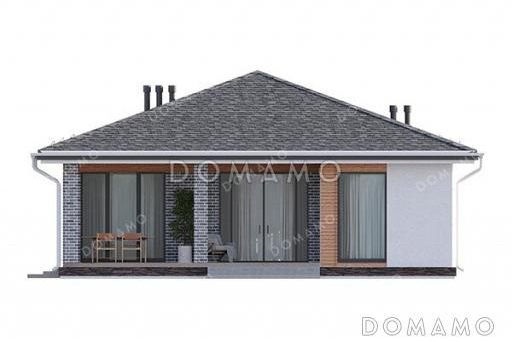 Проект современного загородного дома с комфортной террасой и тремя спальнями / Фасад 4