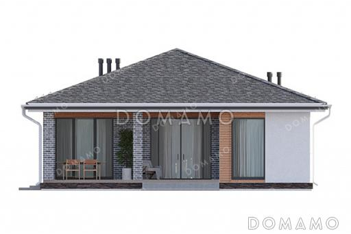 Проект современного загородного дома с комфортной террасой и тремя спальнями / Фасад 4