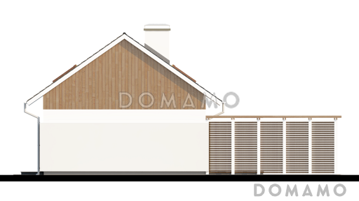 Проект одноэтажного мансардного дома из газобетона с навесом для автомобиля / Фасад 4