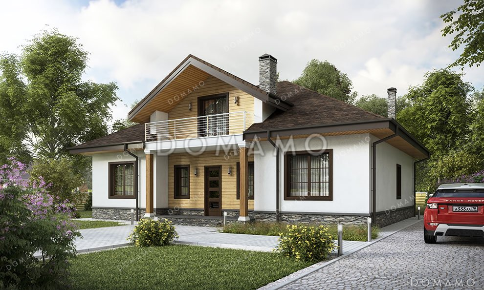 Проект одноэтажного дома с мансардой и террасой / 2