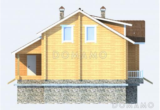 Проект деревянного дома с просторными кладовыми на цокольном этаже / Фасад 4