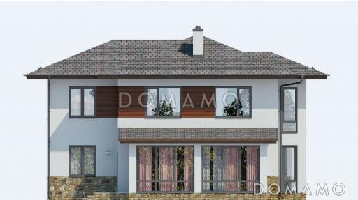 Проект  двухэтажного дома с просторной верандой / Фасад 2