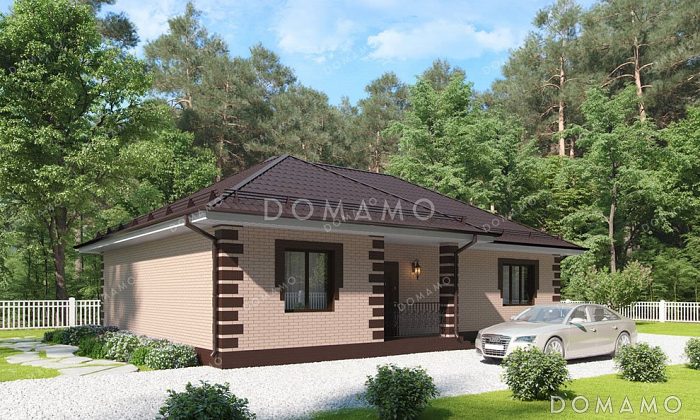 Проект одноэтажного дома с тремя спальнями Проект одноэтажного дома с тремя спальнями