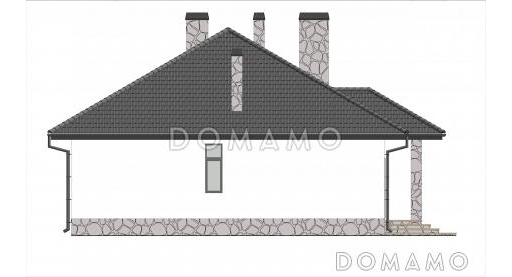 Проект дома из газобетона с большой гостиной, камином и 3 спальнями / Фасад 2