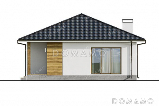 Проект одноэтажного дома с тремя спальнями и террасой / Фасад 2