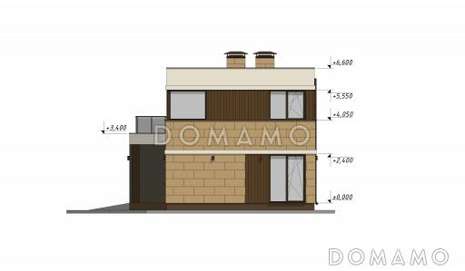 Проект небольшого дома в стиле хай-тек с гаражом S-137 / Фасад 3