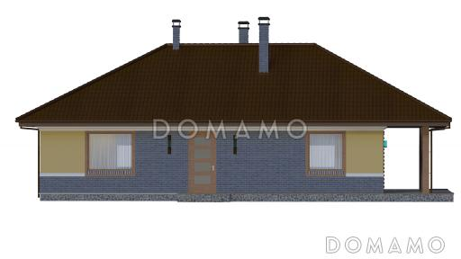 Проект одноэтажного дома с камином в гостиной и крытой террасой / Фасад 1