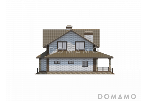 Проект двухэтажного коттеджа на две семьи / Фасад 1