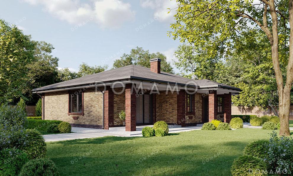 Проект одноэтажного дома с террасой и крыльцом / 1