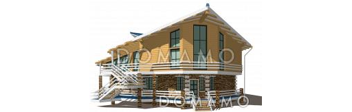 Проект дома для отдыха с мансардой, террасой и эркером / Фасад 4