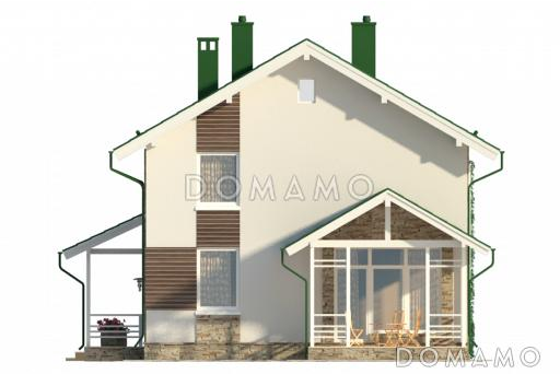 Проект двухэтажного жилого дома со строгой отделкой и удобной террасой / Фасад 3