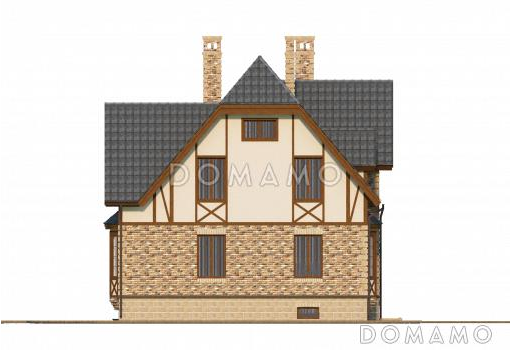 Проект особняка в стиле Тюдор из СИП панелей / Фасад 3