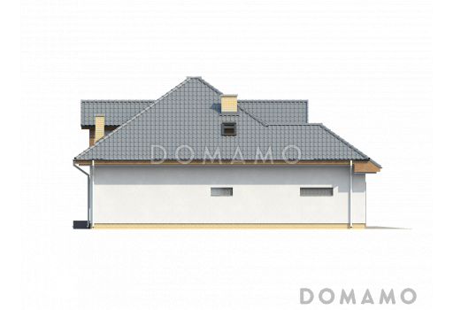 Проект мансардного дома из кирпича с кабинетом, гаражом и техническим помещением / Фасад 3