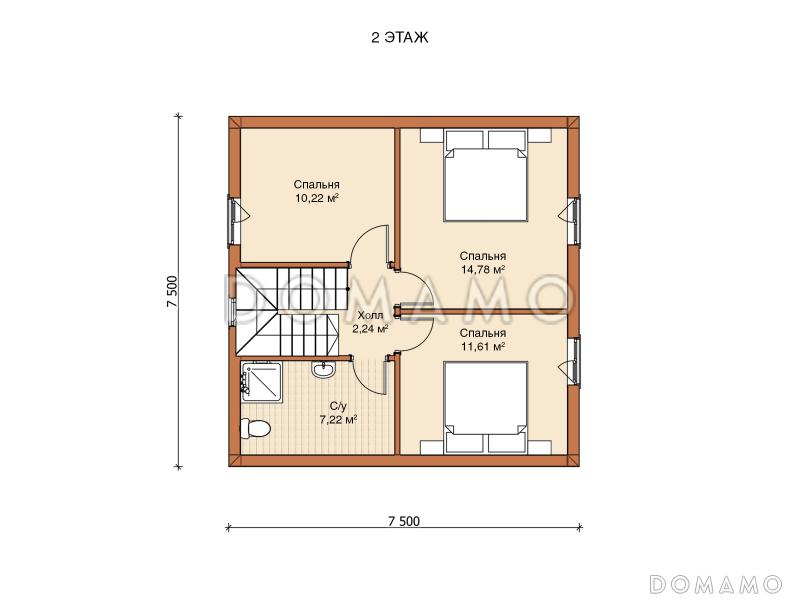 Каркасный дом "Фрейя" / План 2 этажа