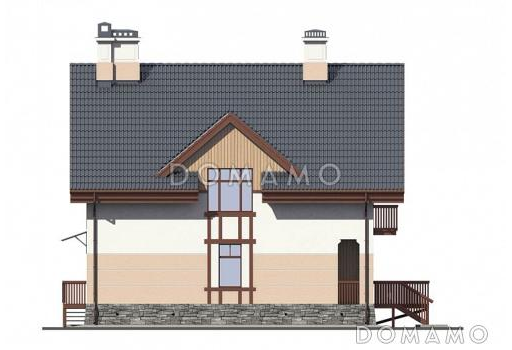 Проект двухэтажного дома с тремя спальными комнатами, кабинетом и небольшим балконом / Фасад 4
