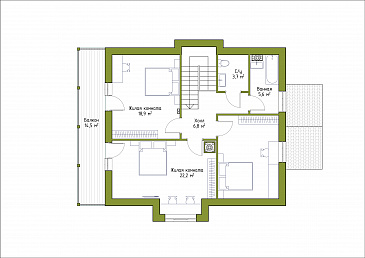 Проект коттеджа из газобетона с эркером и террасой. / План мансардного этажа Проект коттеджа из газобетона с эркером и террасой. / План мансардного этажа
