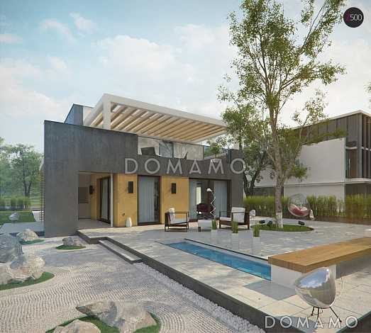 Проект современного двухэтажного дома из газобетона в стиле модерн, с террасой на втором уровне и встроенным гаражом  Проект современного двухэтажного дома из газобетона в стиле модерн, с террасой на втором уровне и встроенным гаражом