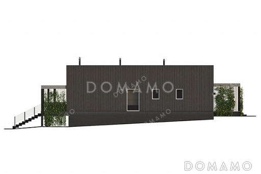 Проект одноэтажного дома с большой террасой / Фасад 4