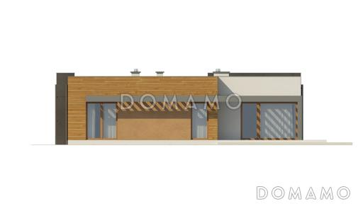 Проект просторного современного одноэтажного дома из кирпича с гаражом и тремя спальнями / Фасад 2