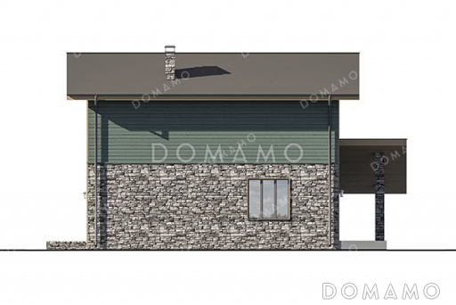 Проект двухэтажного дома с гаражом, террасой и тремя спальнями / Фасад 3