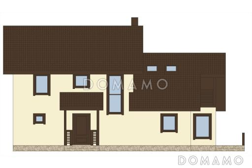 Проект мансардного дома из кирпича с детскими комнатами, уютной гостиной и сауной / Фасад 3