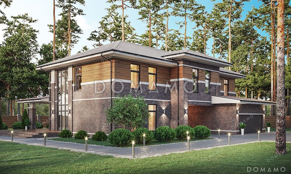 Проект двухэтажного дома с мансардой и террасой / 2