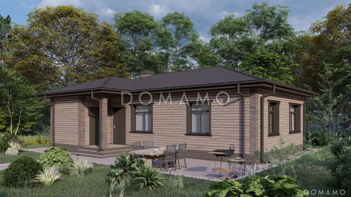 Проект компактного дома с сауной, парной, 2 спальнями и гостиной / 1