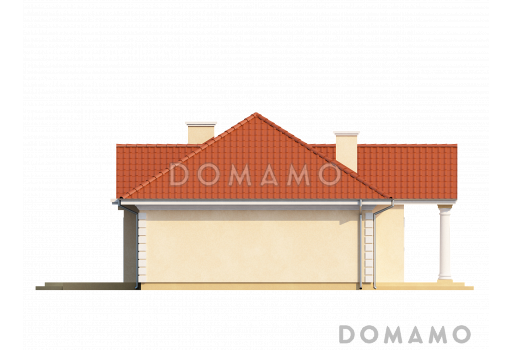 Проект одноэтажного дома из газобетона с цокольным этажом и со свободной планировкой на мансардном этаже / Фасад 1