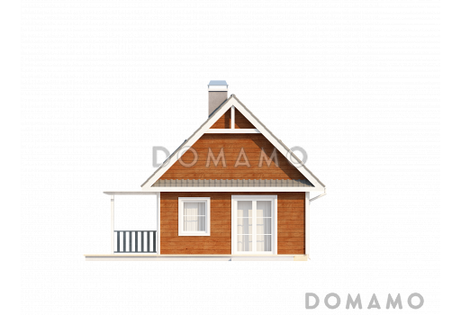 Проект компактного одноэтажного мансардного дома из газобетона с тремя спальнями и фронтальной террасой / Фасад 4