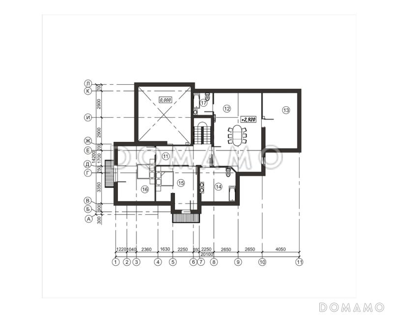 Проект дома с большим каминным залом / План мансардного этажа
