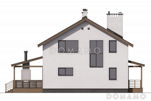 Проект дома с просторной дневной зоной, барбекю на террасе и тремя спальнями на мансарде / Фасад 3